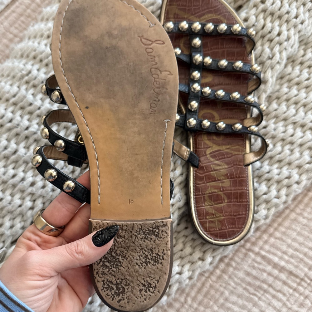 Sam Edelman Black and Brown Studded Sandals - Picture 2 of 3